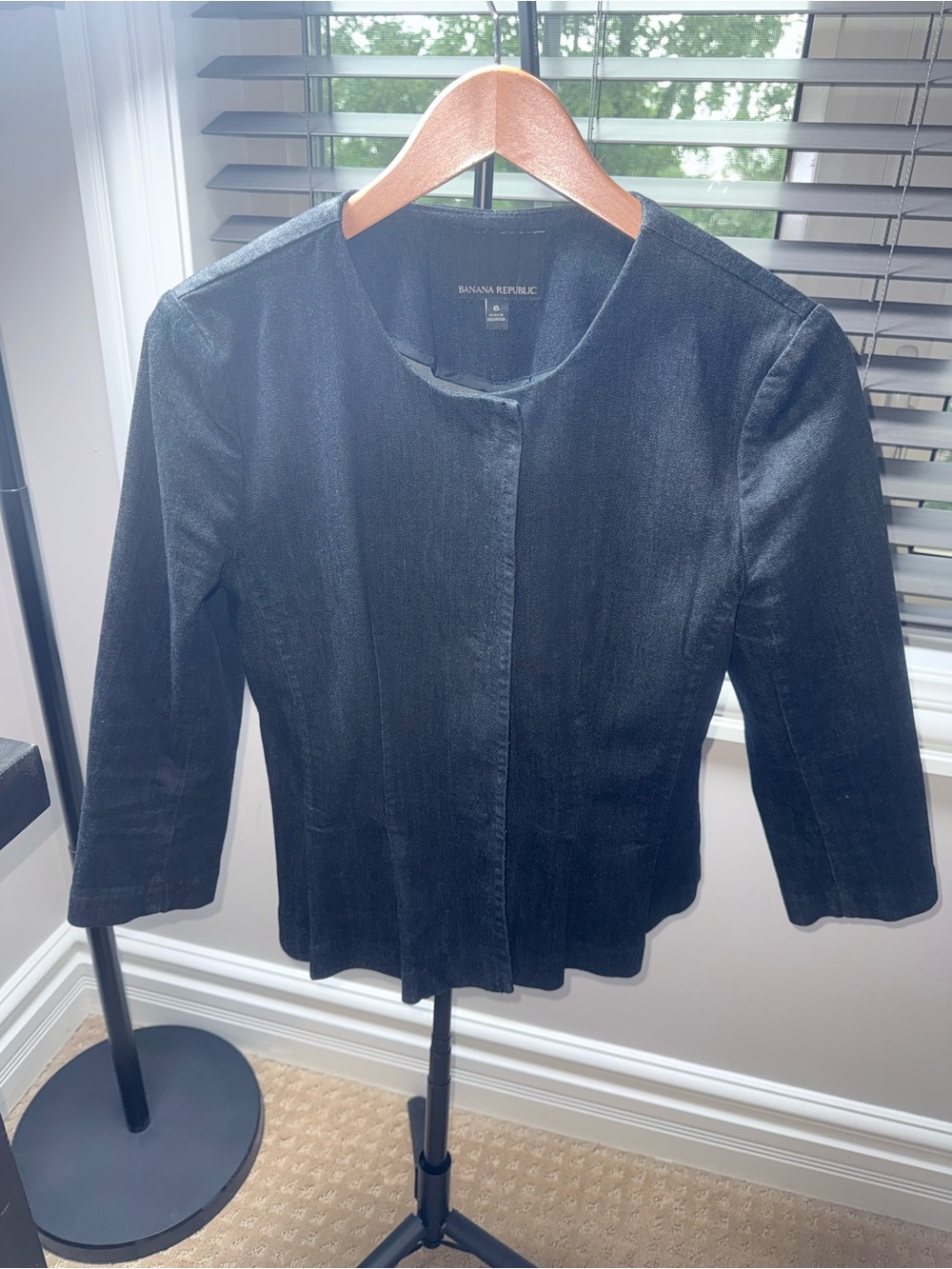 Banana Republic denim Collarless peplum Blazer